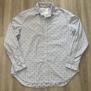 Frank & Eileen “Eileen” Stars and Stripes Blue/White Button Down Blouse Small